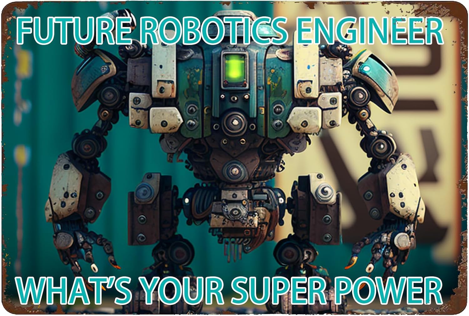 Tech Office Engineer - 로봇공학 엔지니어 금속 간판 8X12인치 -